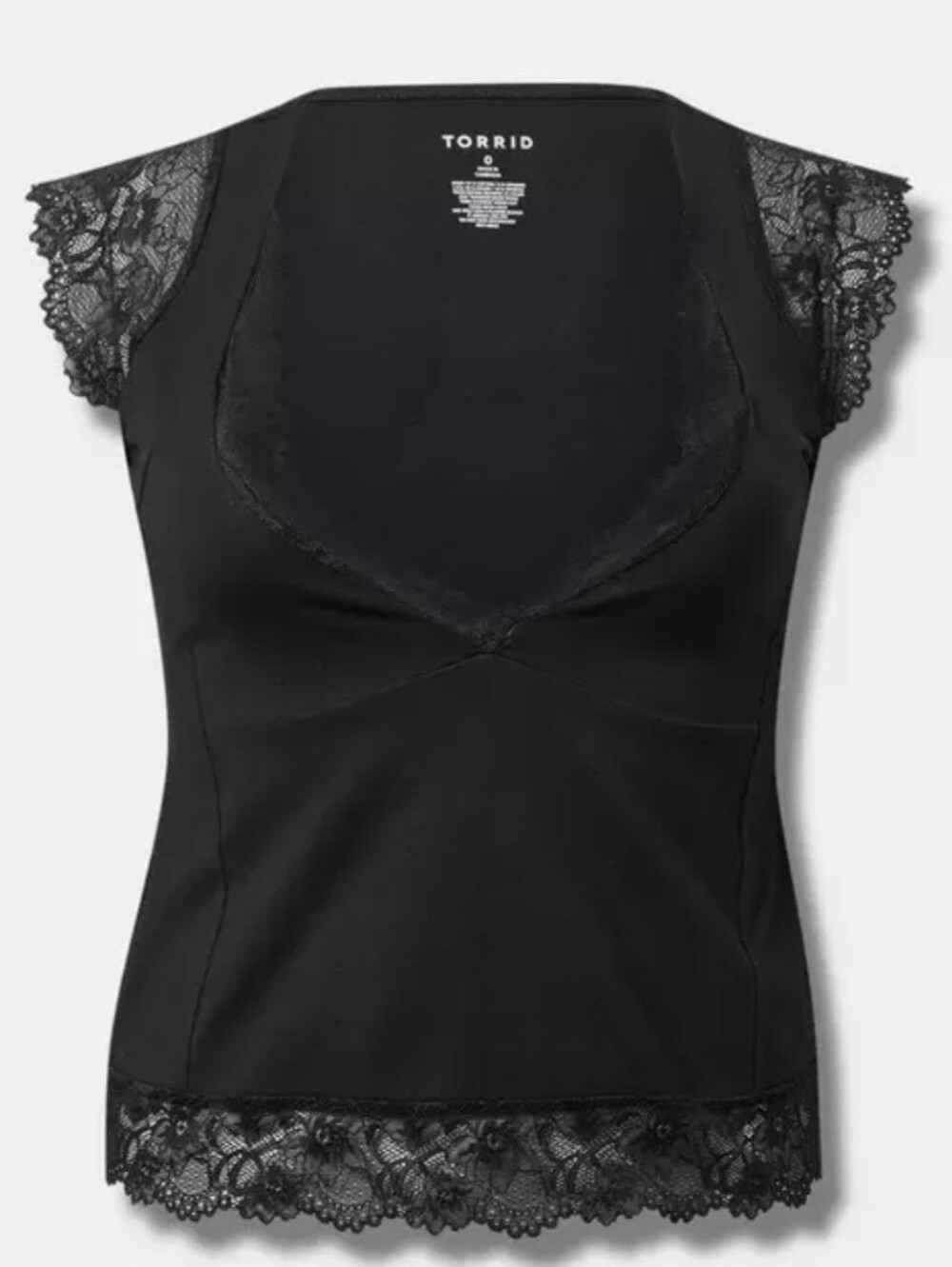 torrid Black Tank Top with Lace Trim Detail Women's Plus 2x